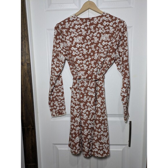 Women's Caramel Peter Pan Collar Dress With Tie - Size M - NWOT - Picture 2 of 10